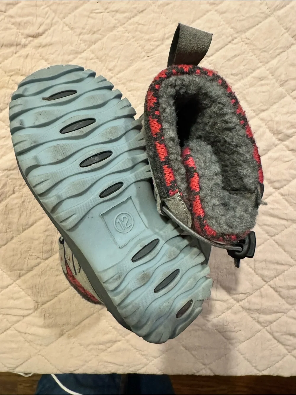 Kids Waterproof Snow Boots - Gray with Pink Accents